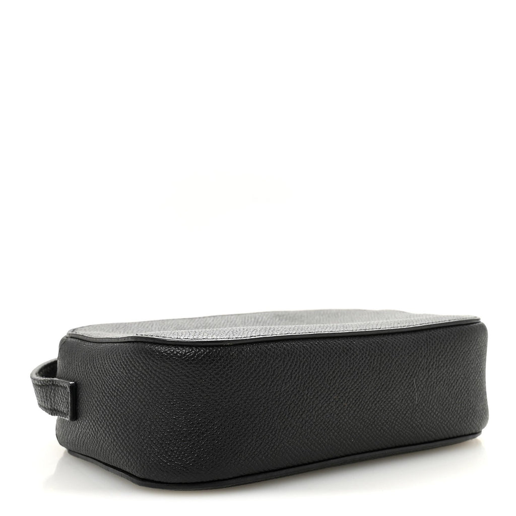 Signature Grained Calfskin Logo XS Ville Camera Bag Black White