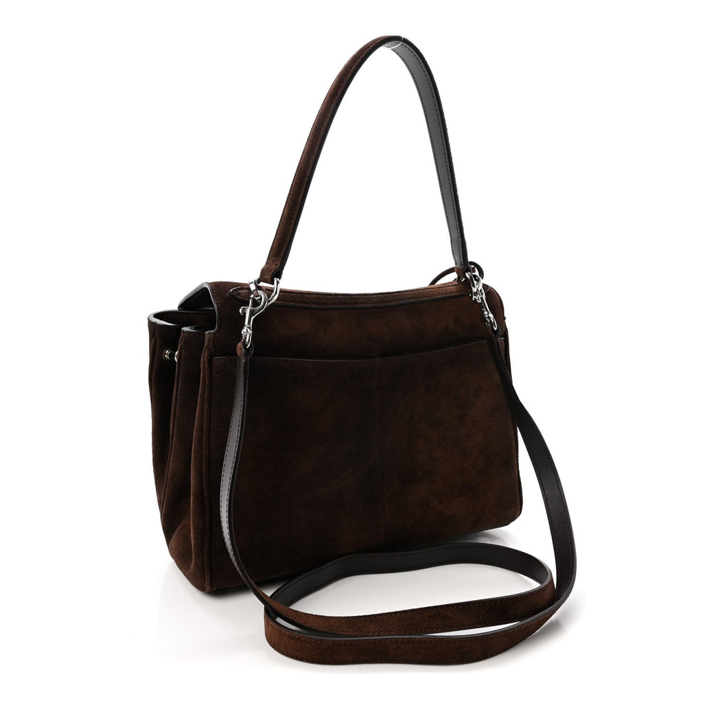 Waxed Suede Small Rodeo Top Handle Handbag Light Espresso