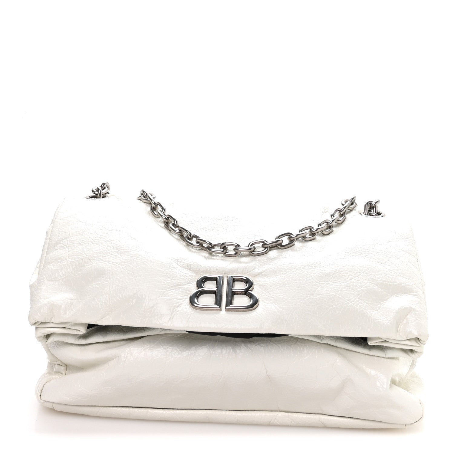 Arena Calfskin Nylon Medium Monaco Chain Shoulder Bag Optic White