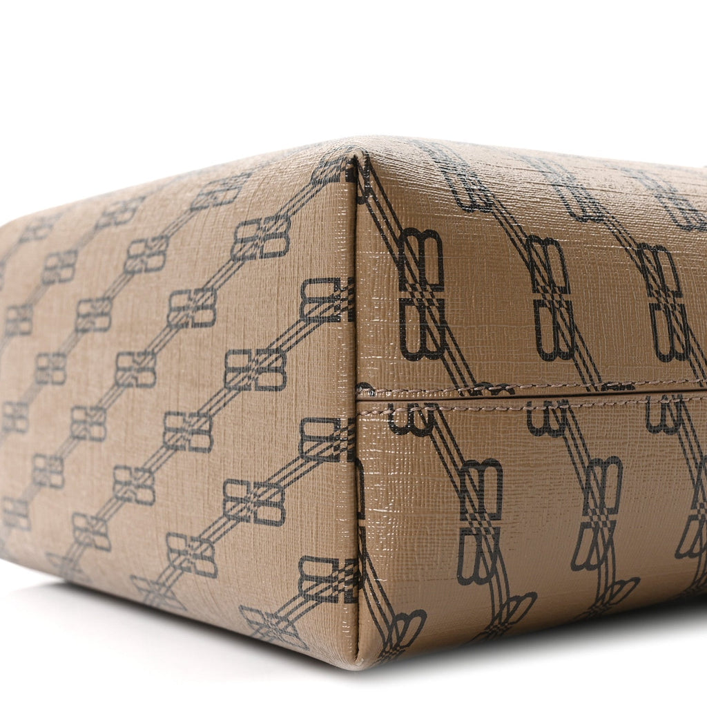 Coated Canvas BB Monogram Small Signature East West Shopper Bag Beige Brown