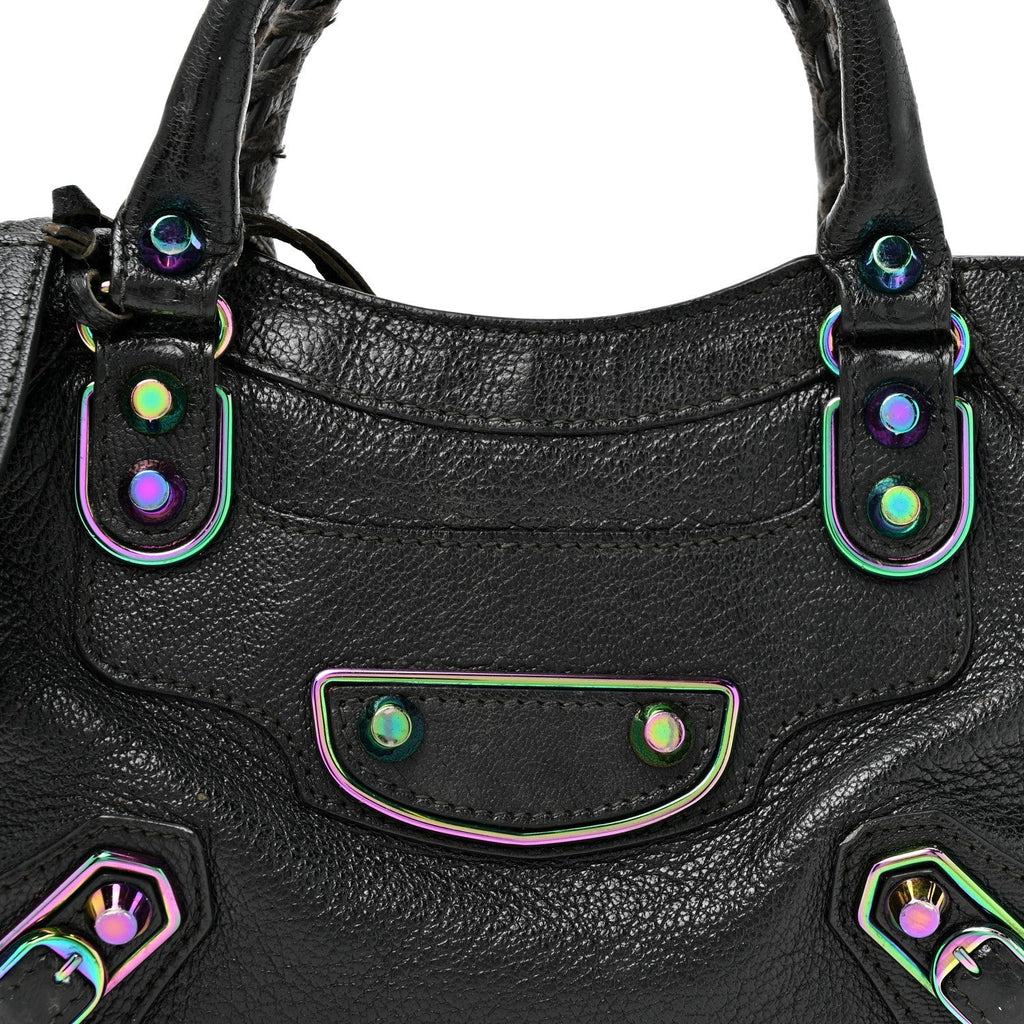 Chevre Gold Metallic Edge Hardware Mini City Black