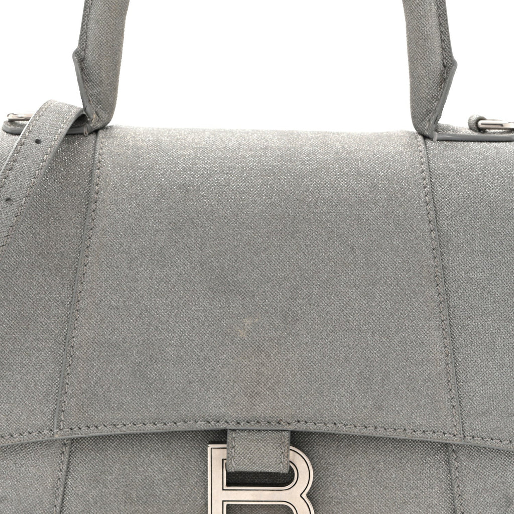 Glitter Fabric Small Hourglass Top Handle Bag Grey