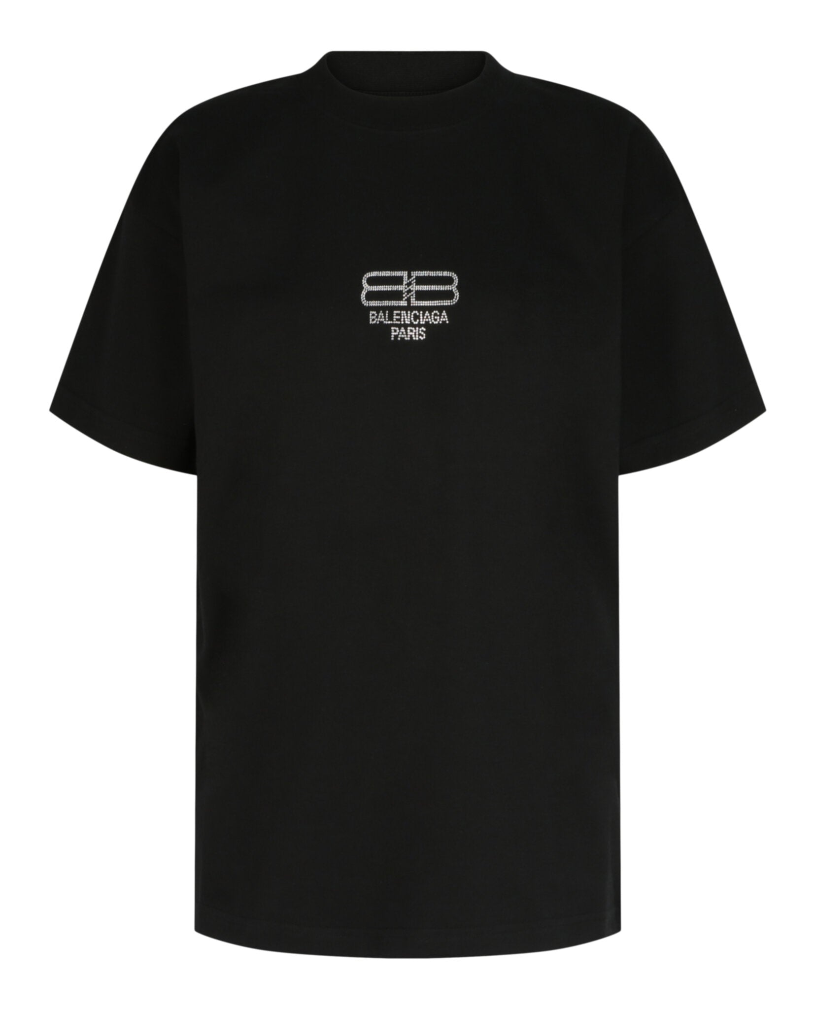 Balenciaga Womens BB Paris Rhinestone T-Shirt