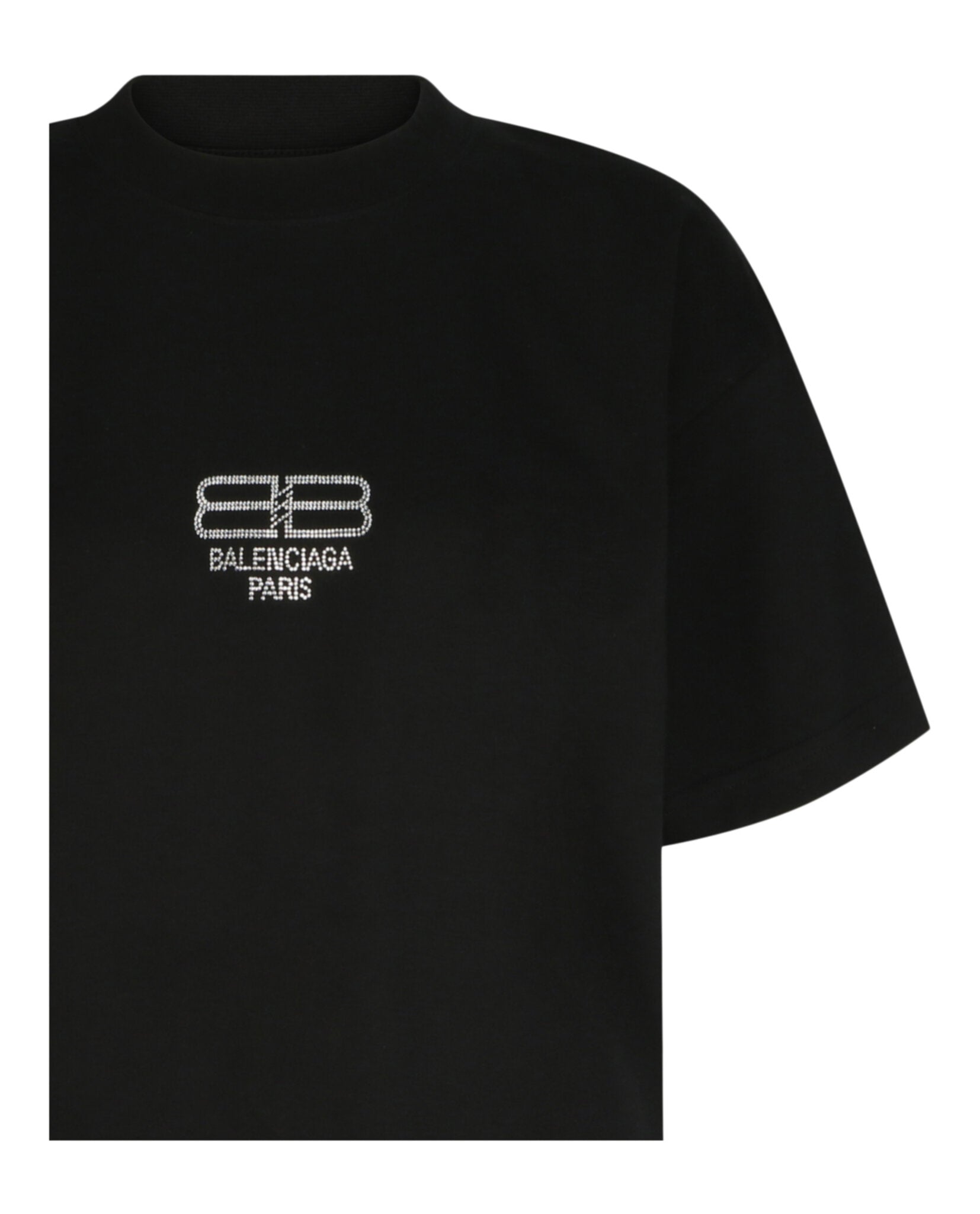Balenciaga Womens BB Paris Rhinestone T-Shirt