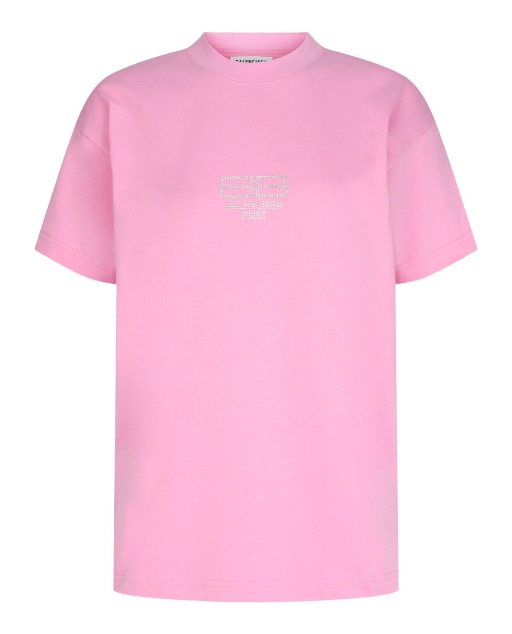 Balenciaga Womens BB Paris Rhinestone T-Shirt