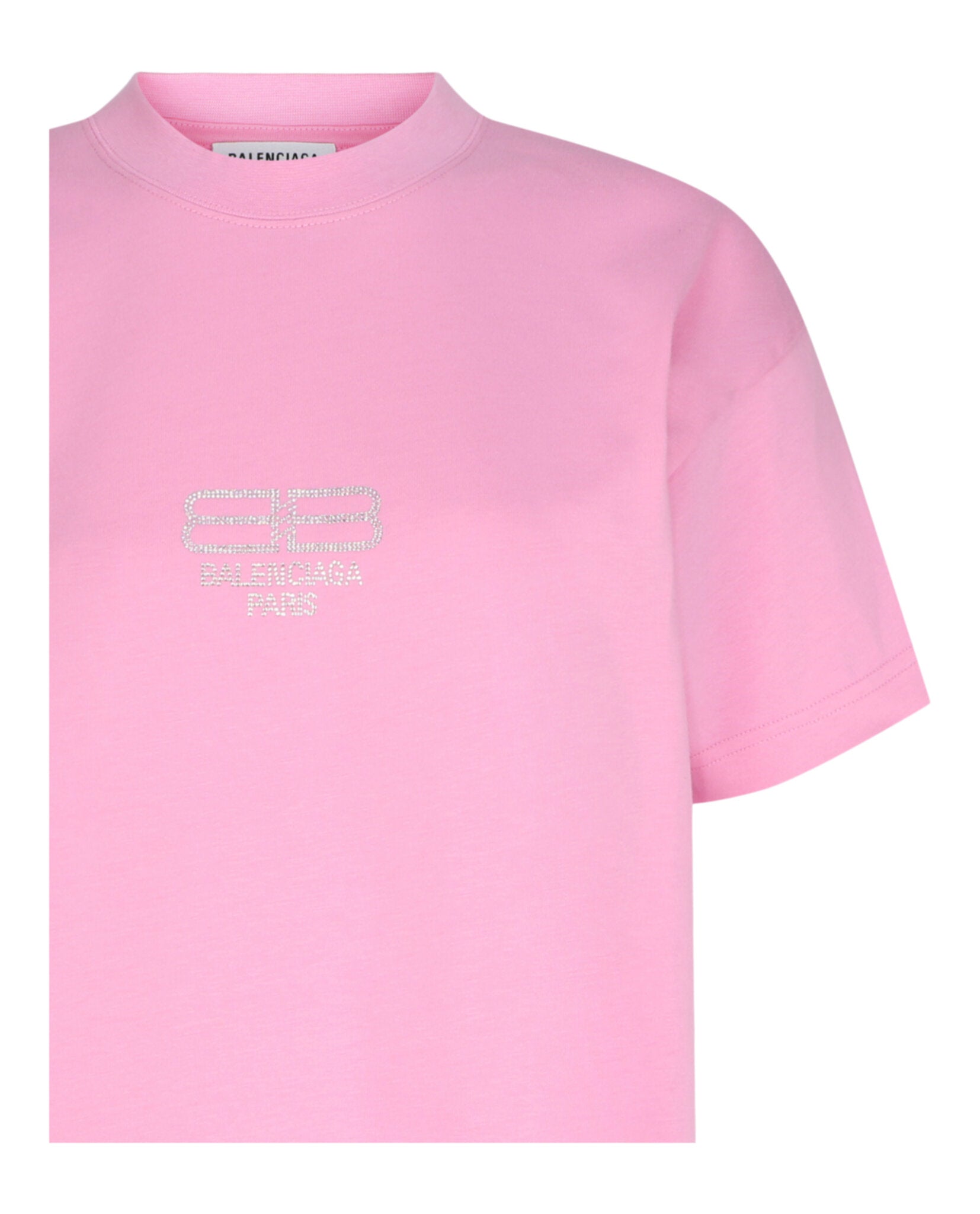 Balenciaga Womens BB Paris Rhinestone T-Shirt