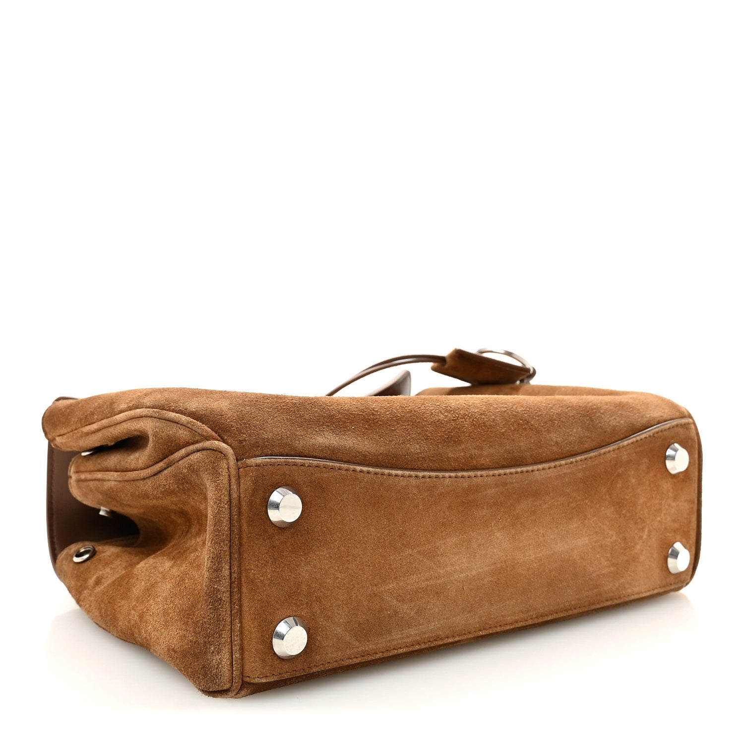 Waxed Suede Small Rodeo Top Handle Handbag Camel