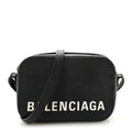 Signature Grained Calfskin Logo XS Ville Camera Bag Black White