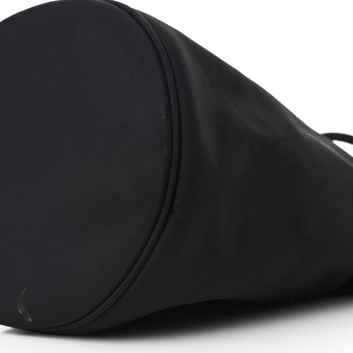 Recycled Sport Nylon Logo Embroidered Wheel Drawstring Bucket Bag Black White