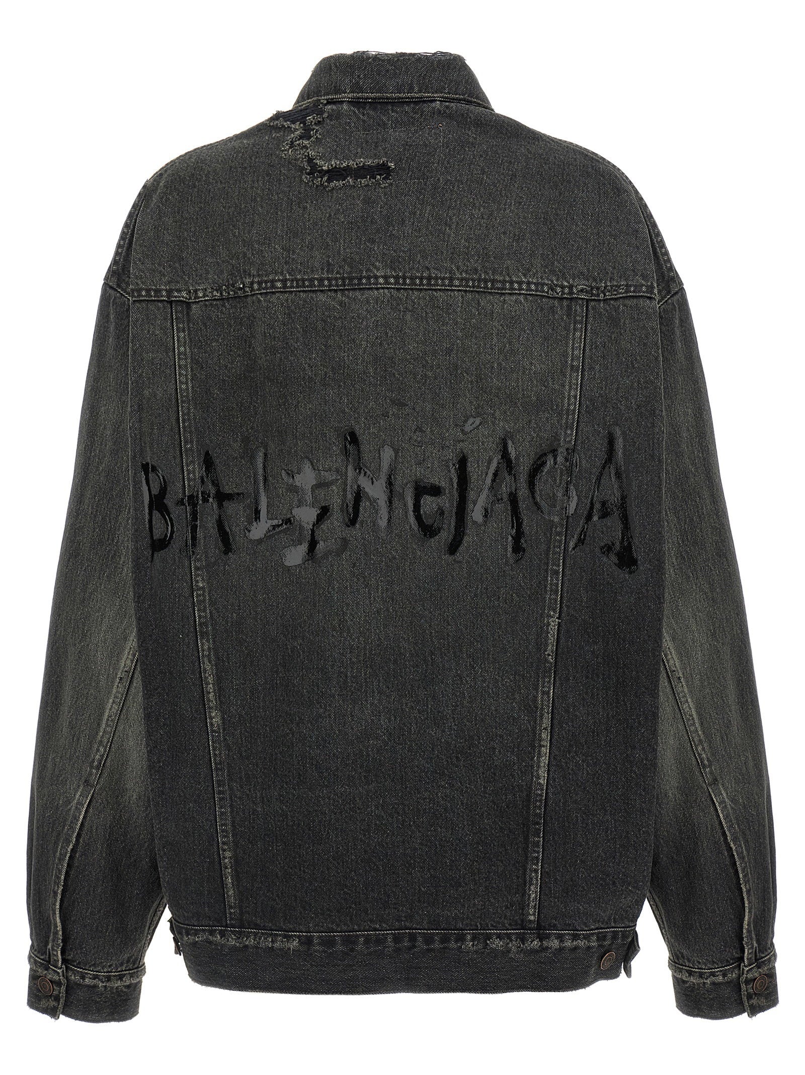 Balenciaga Women's Denim Jacket With Used Effect