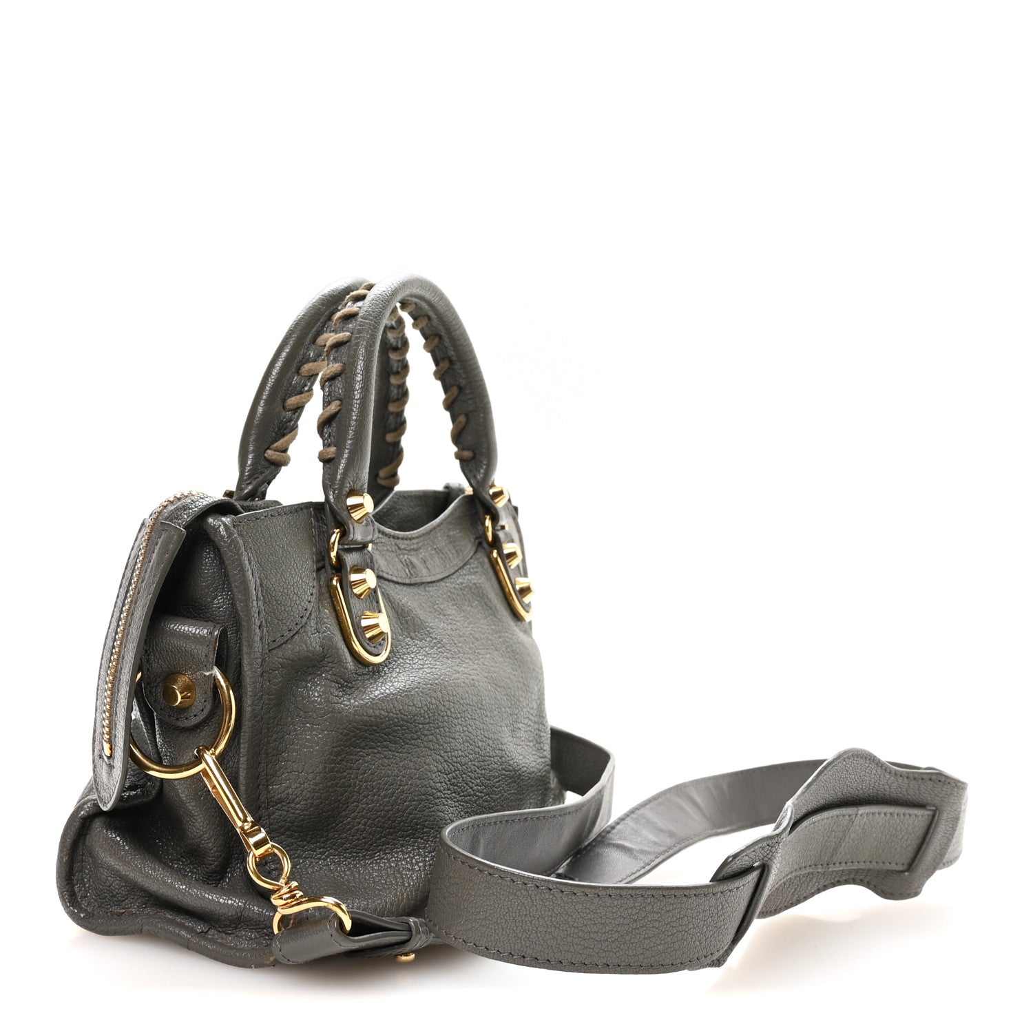 Chevre Gold Metallic Edge Hardware Mini City Gris Acier