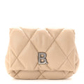 Nappa Calfskin Quilted Touch B Puffy Clutch Light Beige