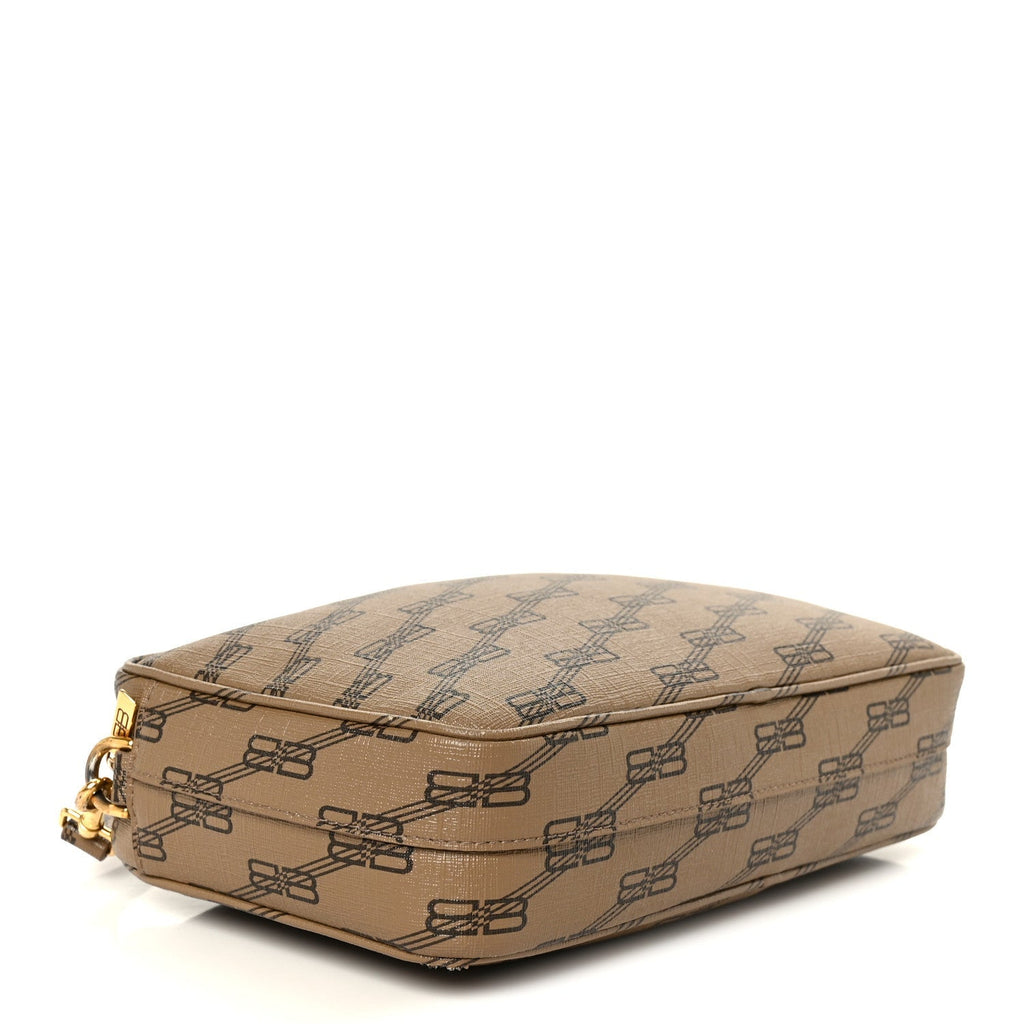 Coated Canvas BB Monogram Medium Signature Camera Bag Beige Brown