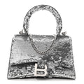 Sequin Hourglass Top Handle Bag XS Silver