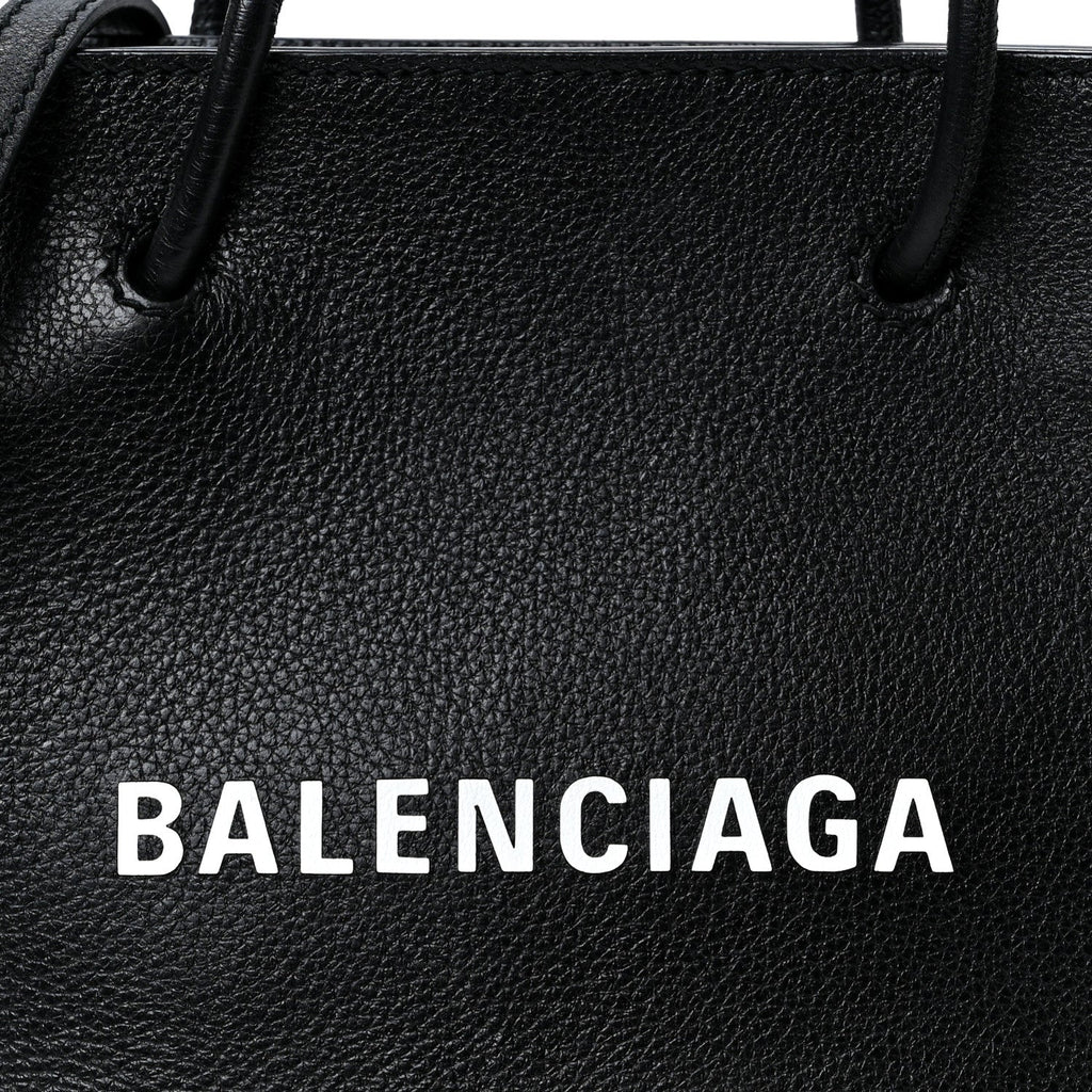 Calfskin Logo XXS Shopping Tote Black