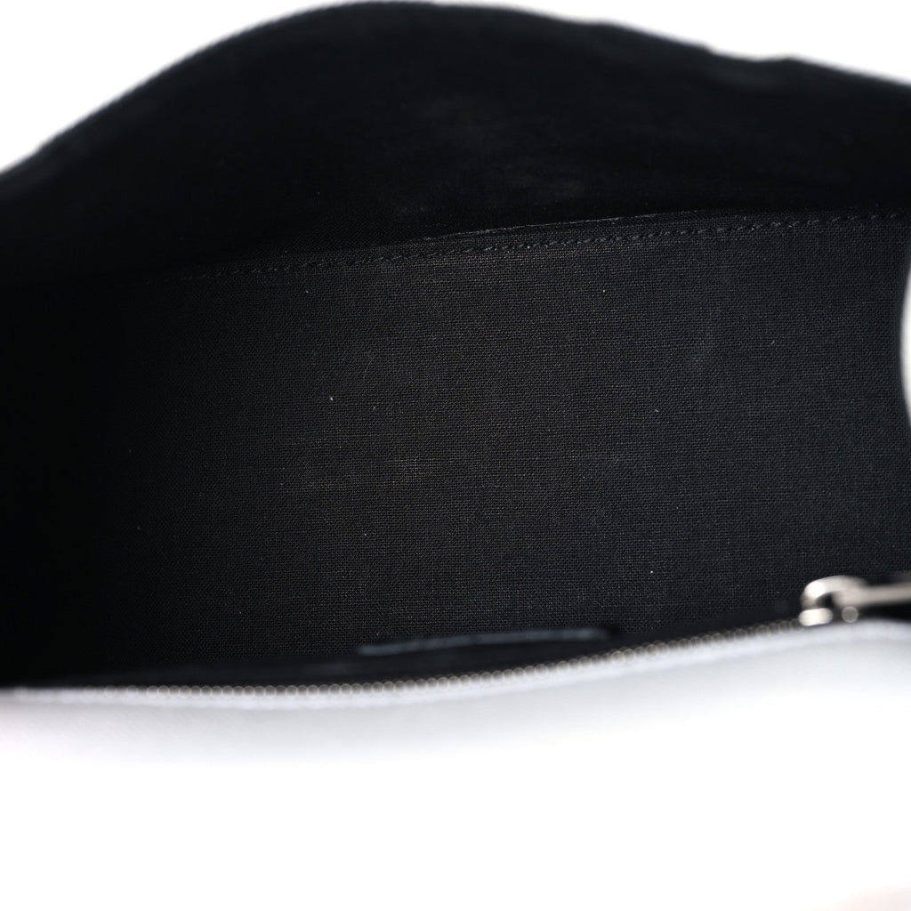 Denim Patchwork Small Hourglass Top Handle Bag White