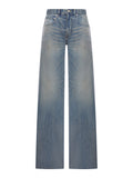 Balenciaga Women Organic Cotton Denim Wide-Leg Baggy Trousers