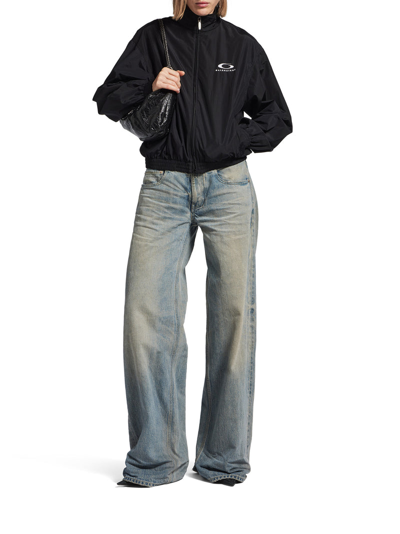 Balenciaga Women Organic Cotton Denim Wide-Leg Baggy Trousers