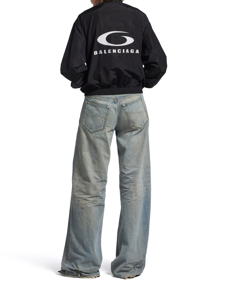 Balenciaga Women Organic Cotton Denim Wide-Leg Baggy Trousers