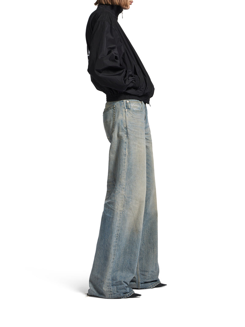 Balenciaga Women Organic Cotton Denim Wide-Leg Baggy Trousers