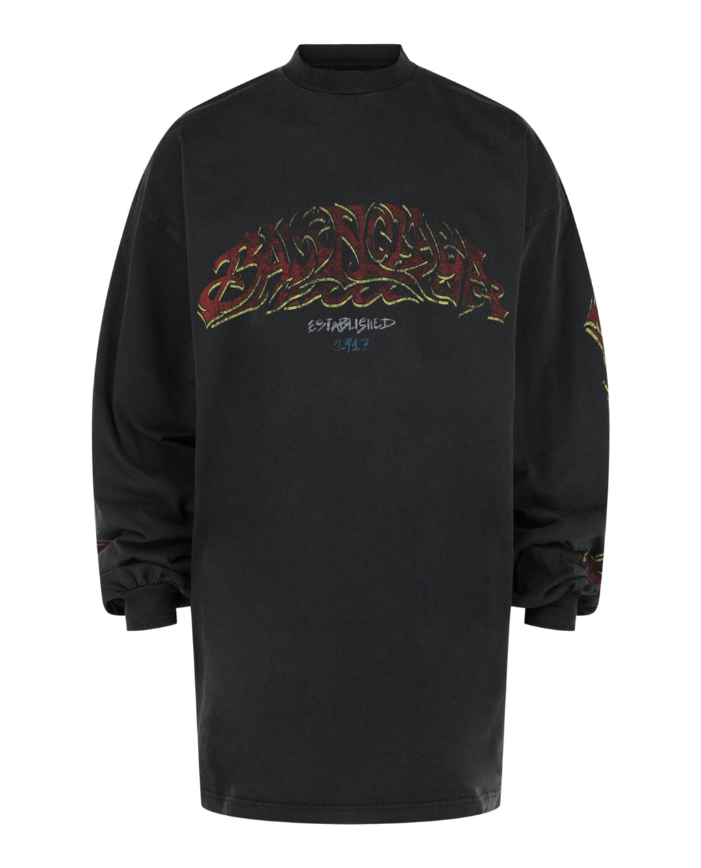 Balenciaga Mens Graphic Long Sleeve T-Shirt