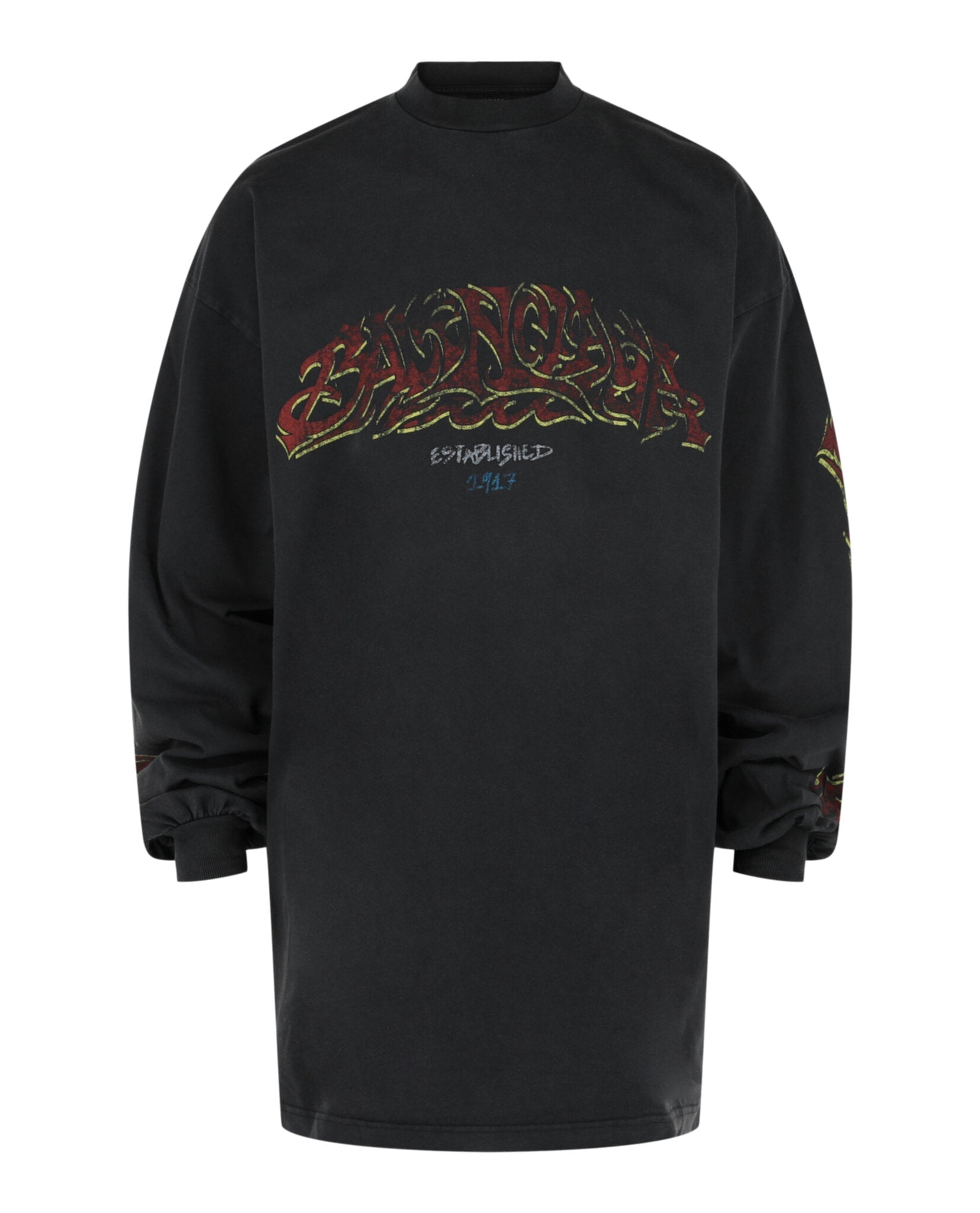 Balenciaga Mens Graphic Long Sleeve T-Shirt