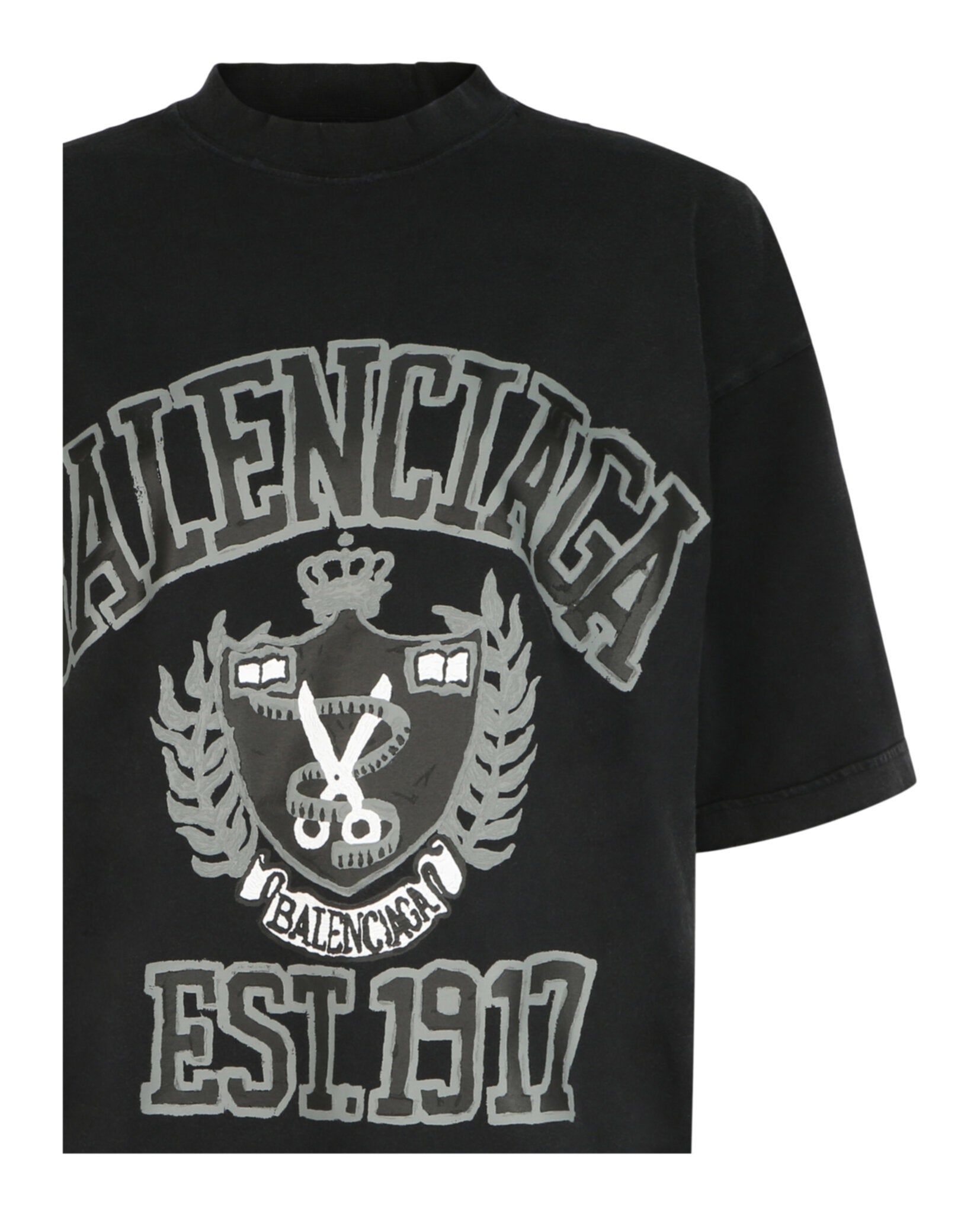 Balenciaga Womens Oversized College Logo T-Shirt