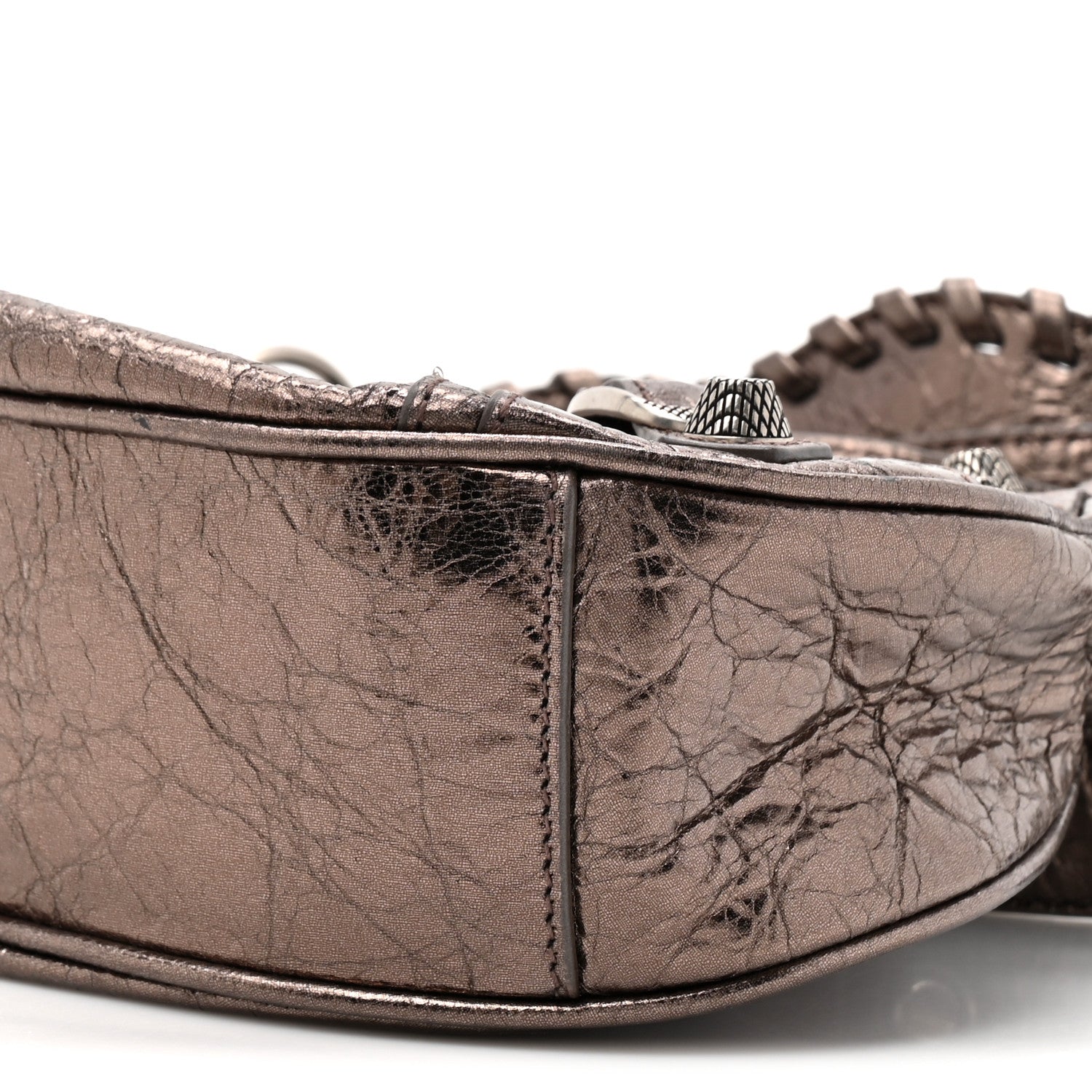 Metallic Agneau Arena Le Cagole Shoulder Bag XS Dark Bronze
