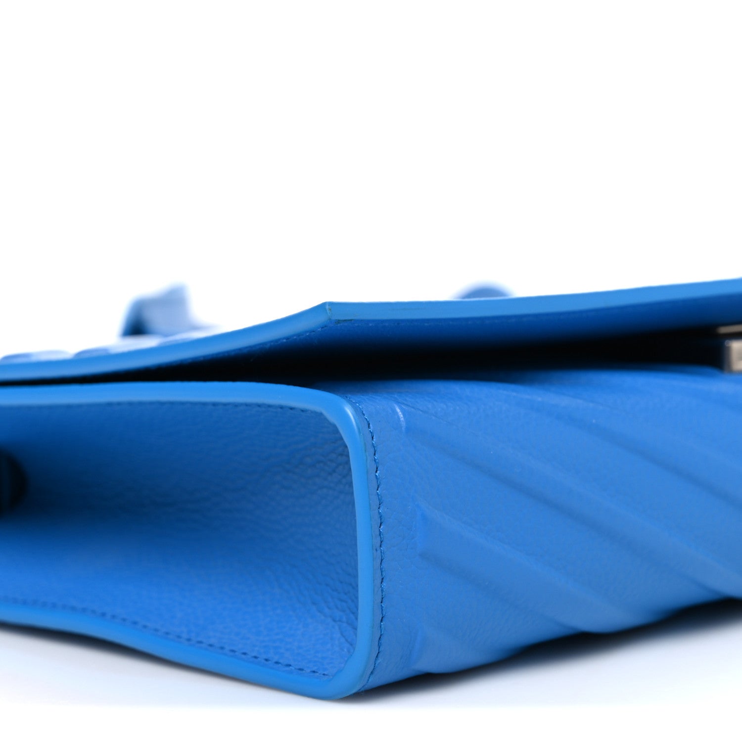 Grained Calfskin Embossed Car Flap Bag Petroleum Blue