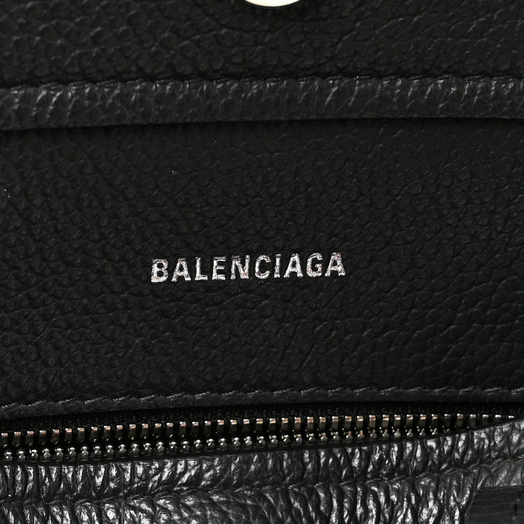 Grained Calfskin Small Everyday North South Shoulder Tote Bag Black