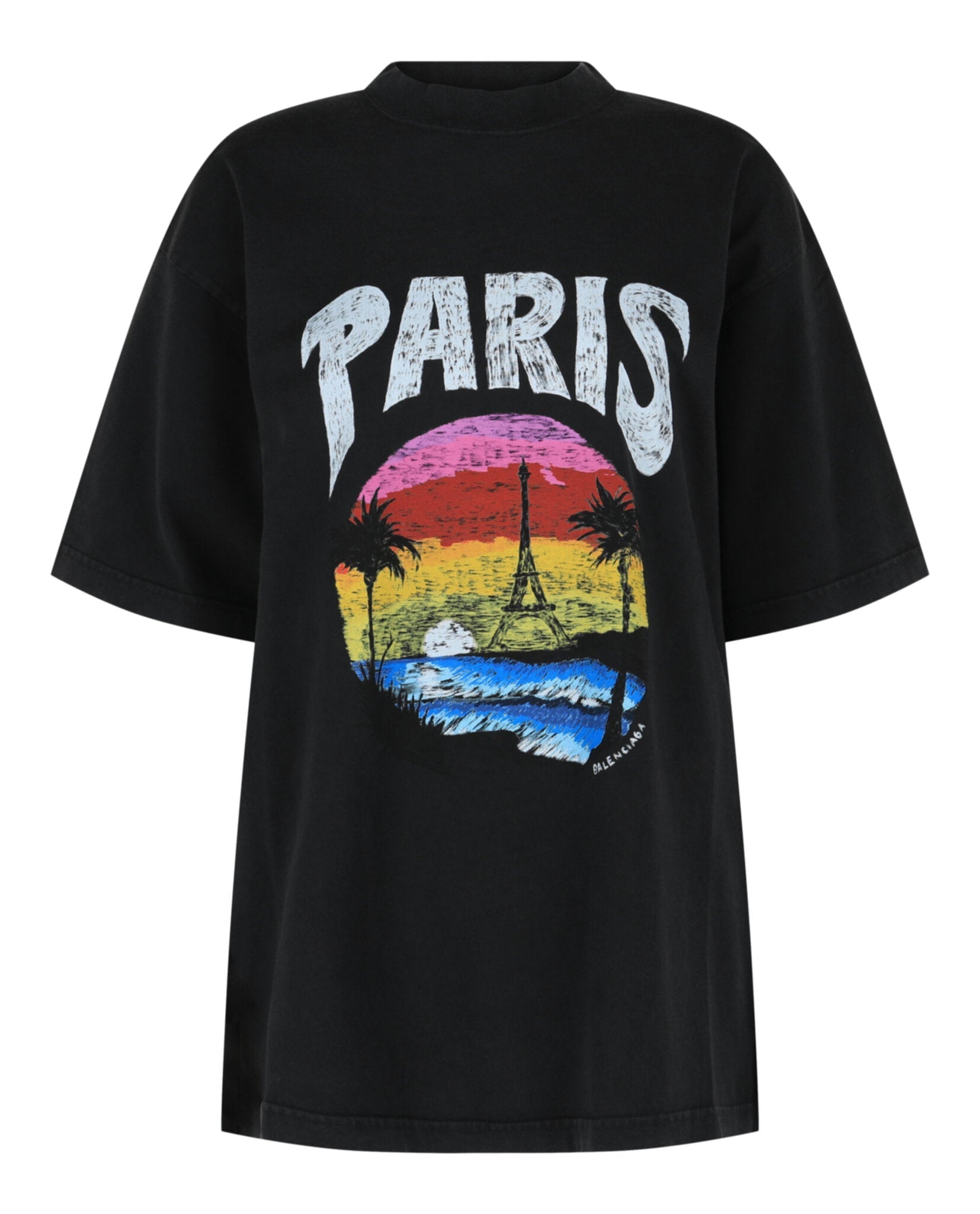 Balenciaga Womens Medium Fit Paris Tropical T-Shirt