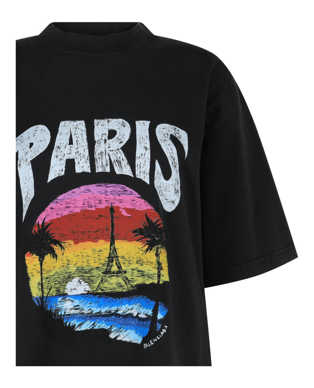 Balenciaga Womens Medium Fit Paris Tropical T-Shirt