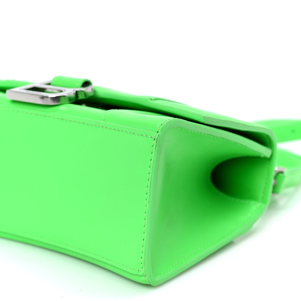 Shiny Box Calfskin Hourglass Top Handle Bag XS Fluo Green