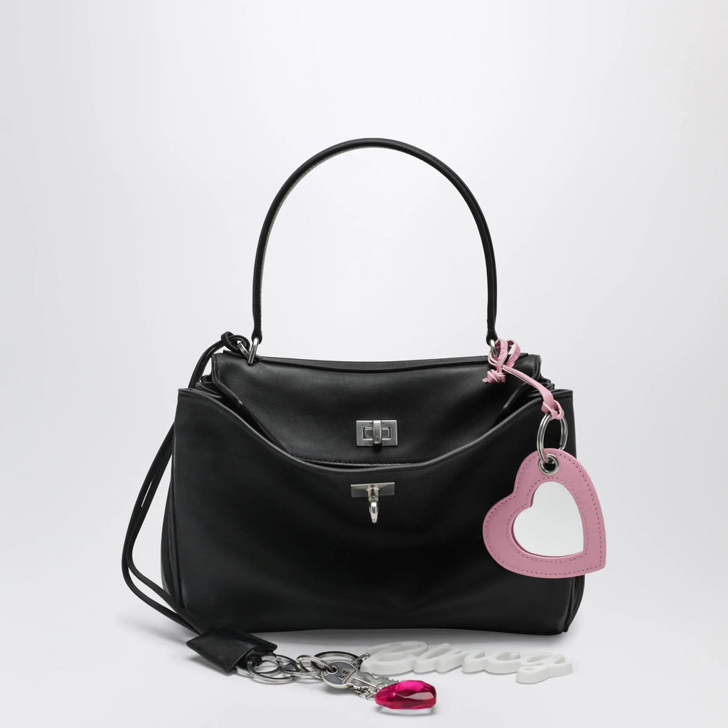 Balenciaga - Small black Rodeo bag in smooth calf leather with charm