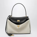 Balenciaga - Small Rodeo handbag in linen and lambskin, natural/black