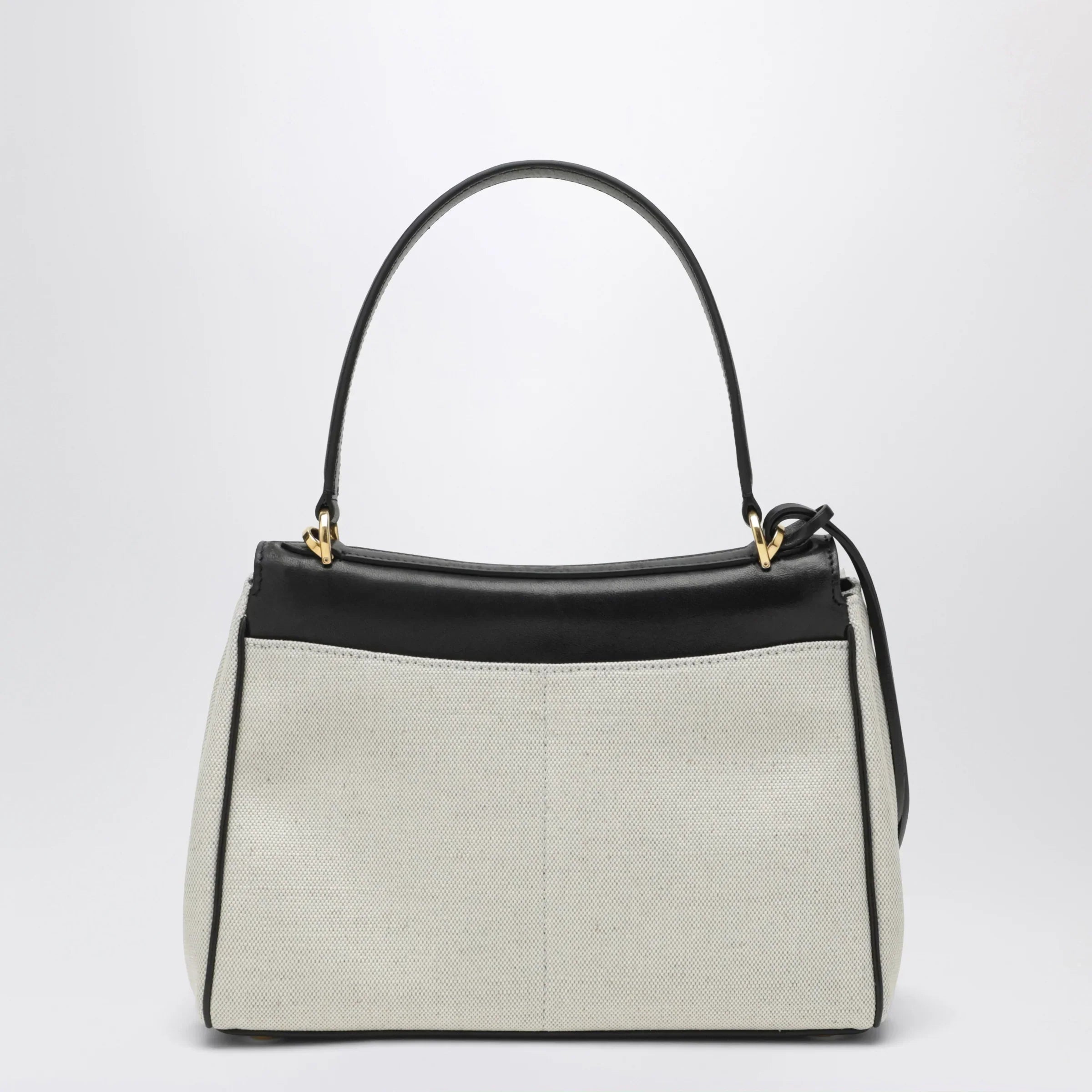 Balenciaga - Small Rodeo handbag in linen and lambskin, natural/black