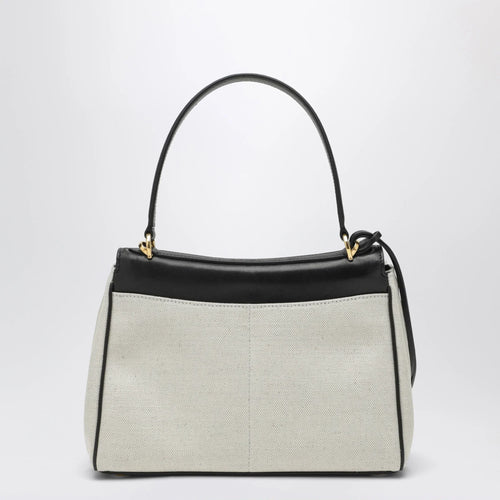 Balenciaga - Small Rodeo handbag in linen and lambskin, natural/black