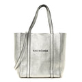 Metallic Goatskin Logo XXS Everyday Tote Argent Black