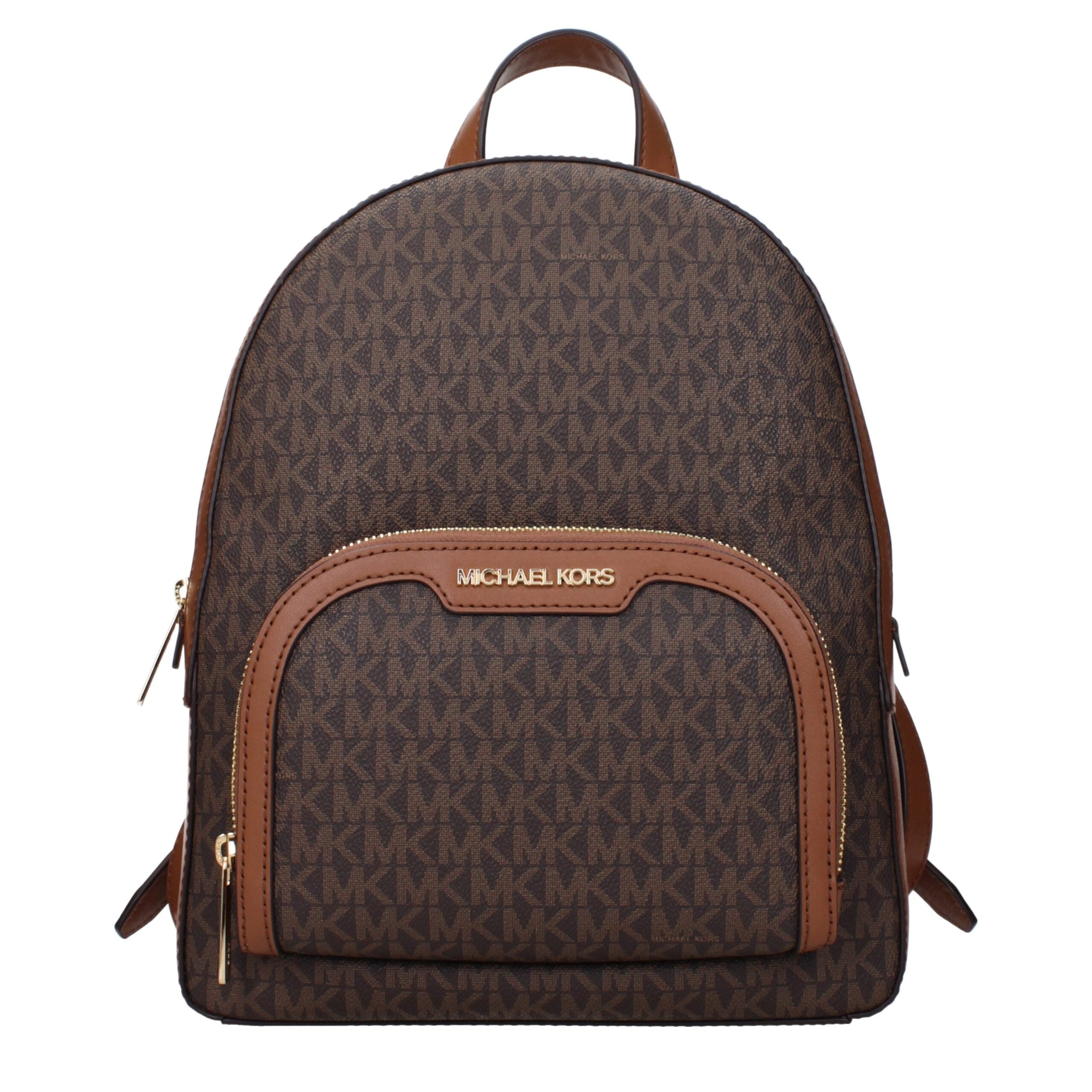 Brown Signature Logo Fabric Backpack