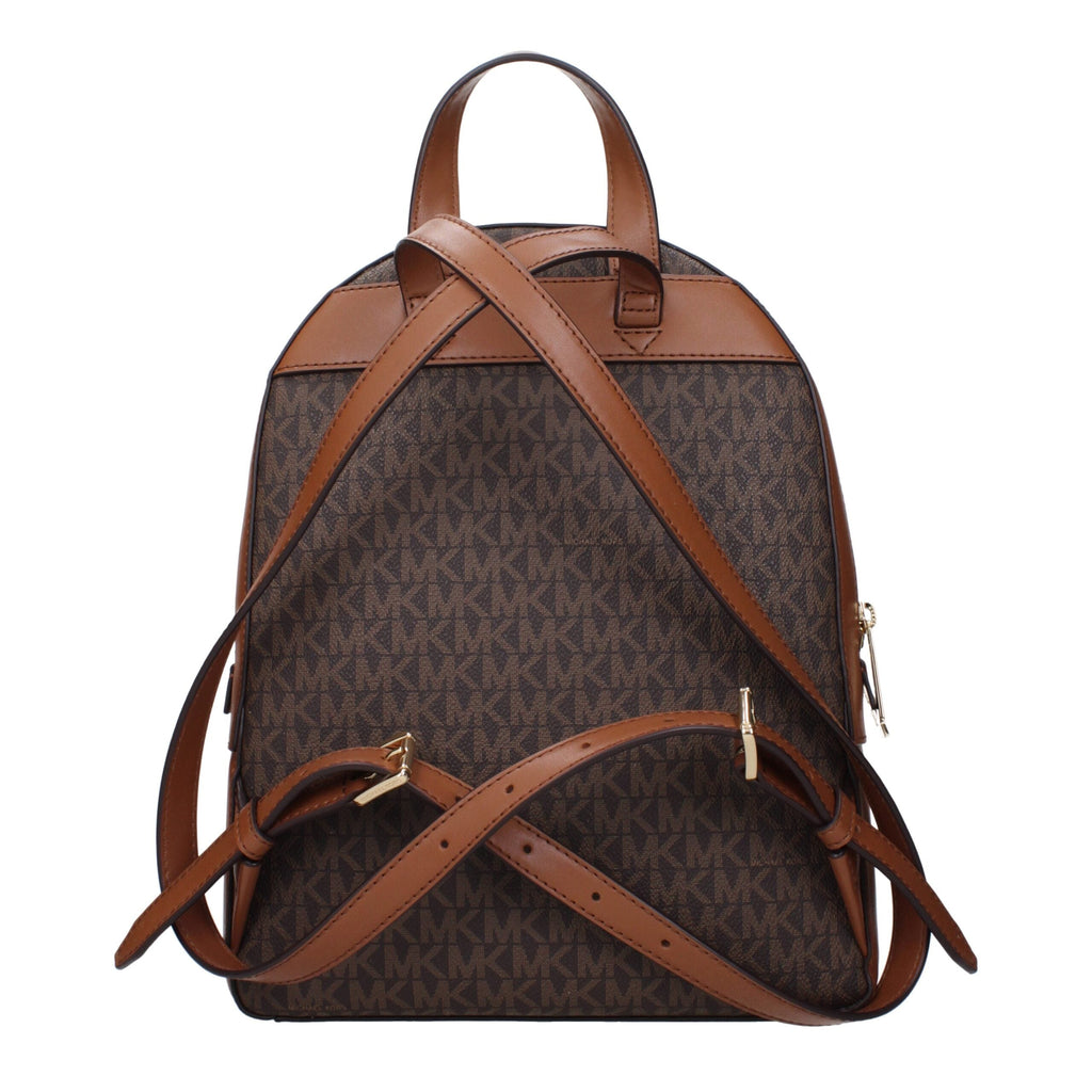 Brown Signature Logo Fabric Backpack