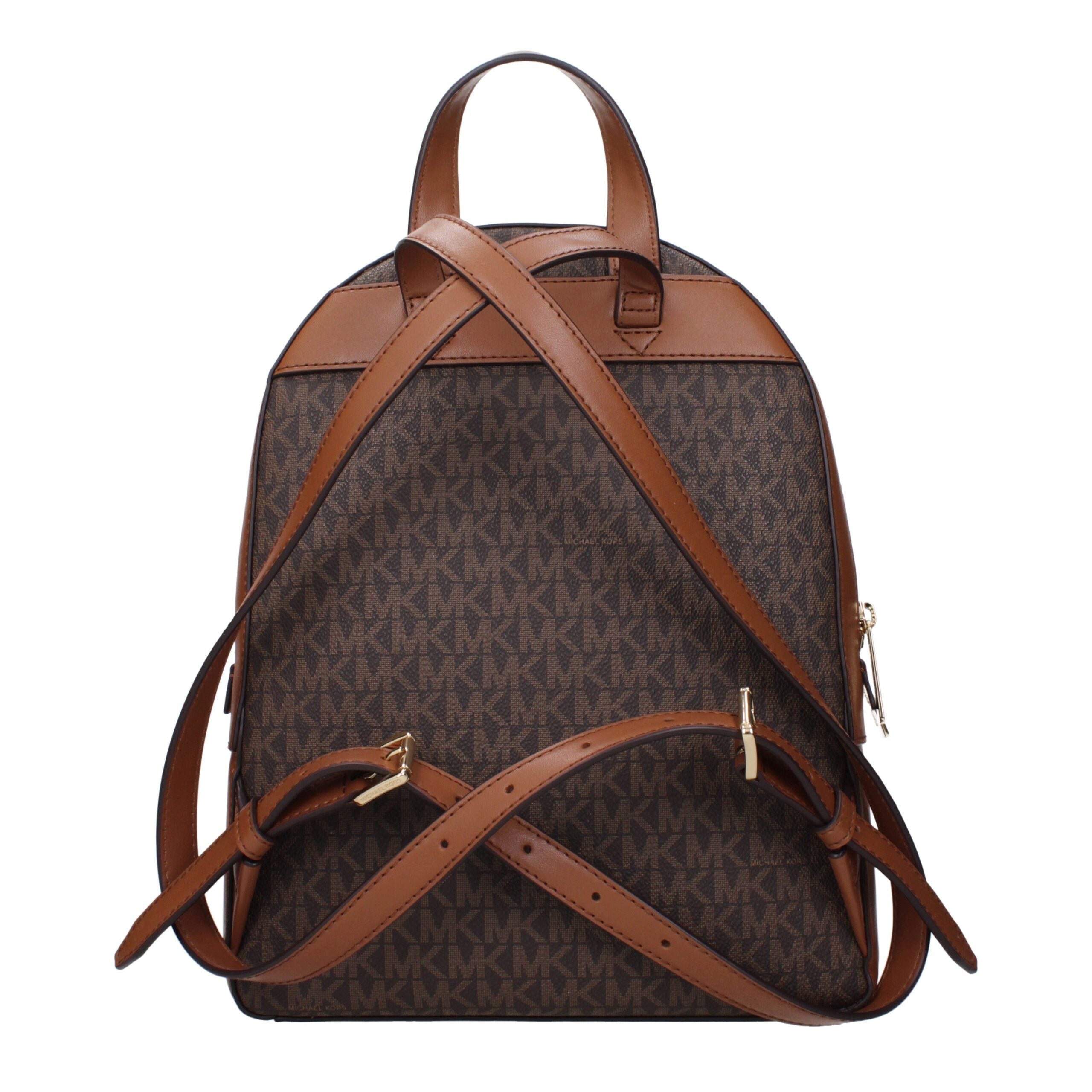 Brown Signature Logo Fabric Backpack