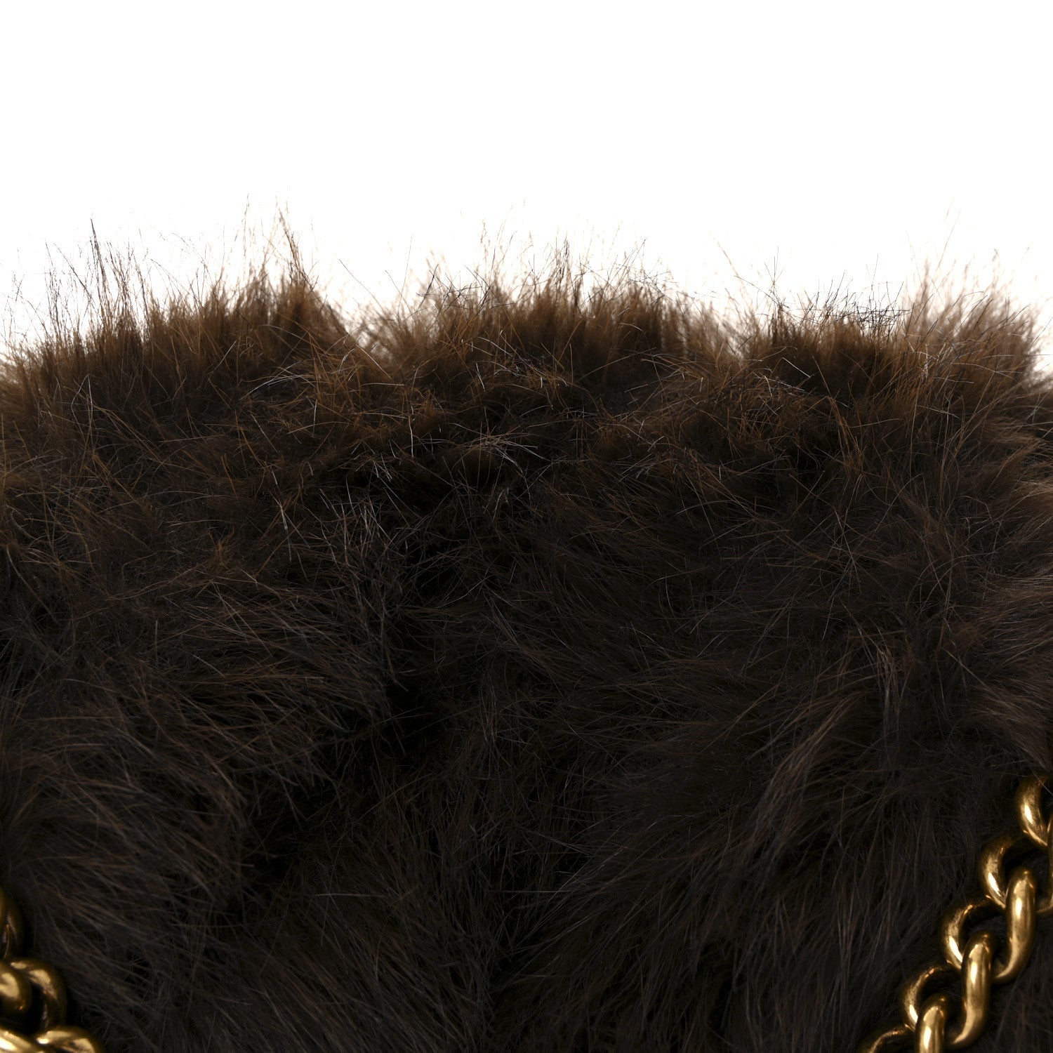 Faux Fur Medium Crush Chain Bag Brown
