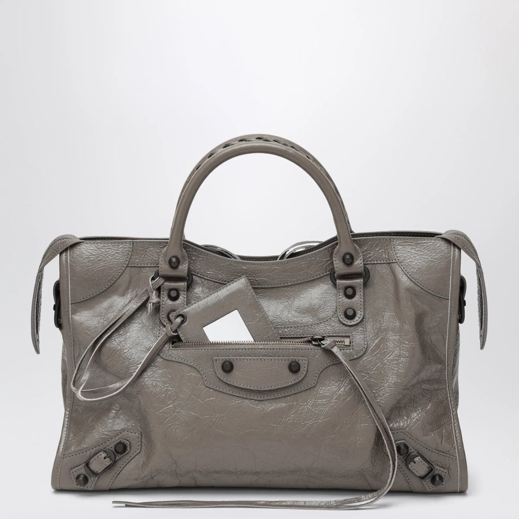 Balenciaga - Le City medium handbag in dark walnut leather