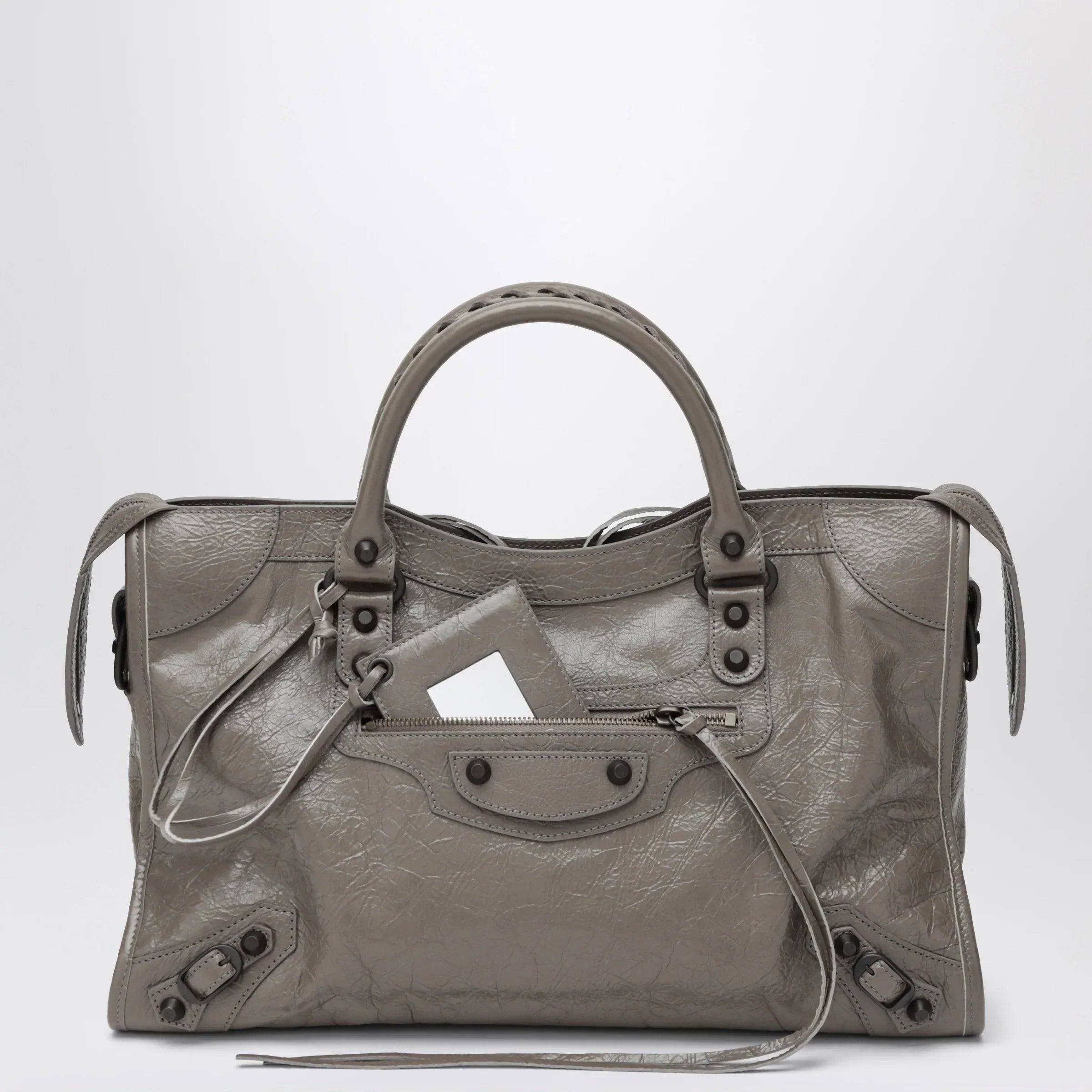 Balenciaga - Le City medium handbag in dark walnut leather