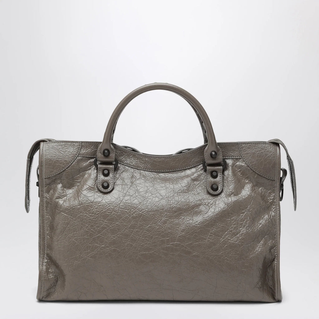 Balenciaga - Le City medium handbag in dark walnut leather