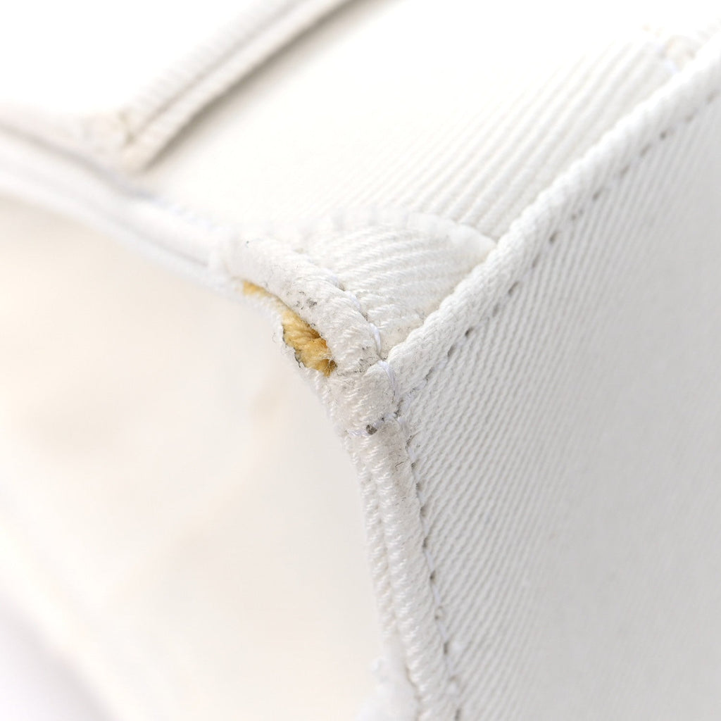 Denim Patchwork Small Hourglass Top Handle Bag White