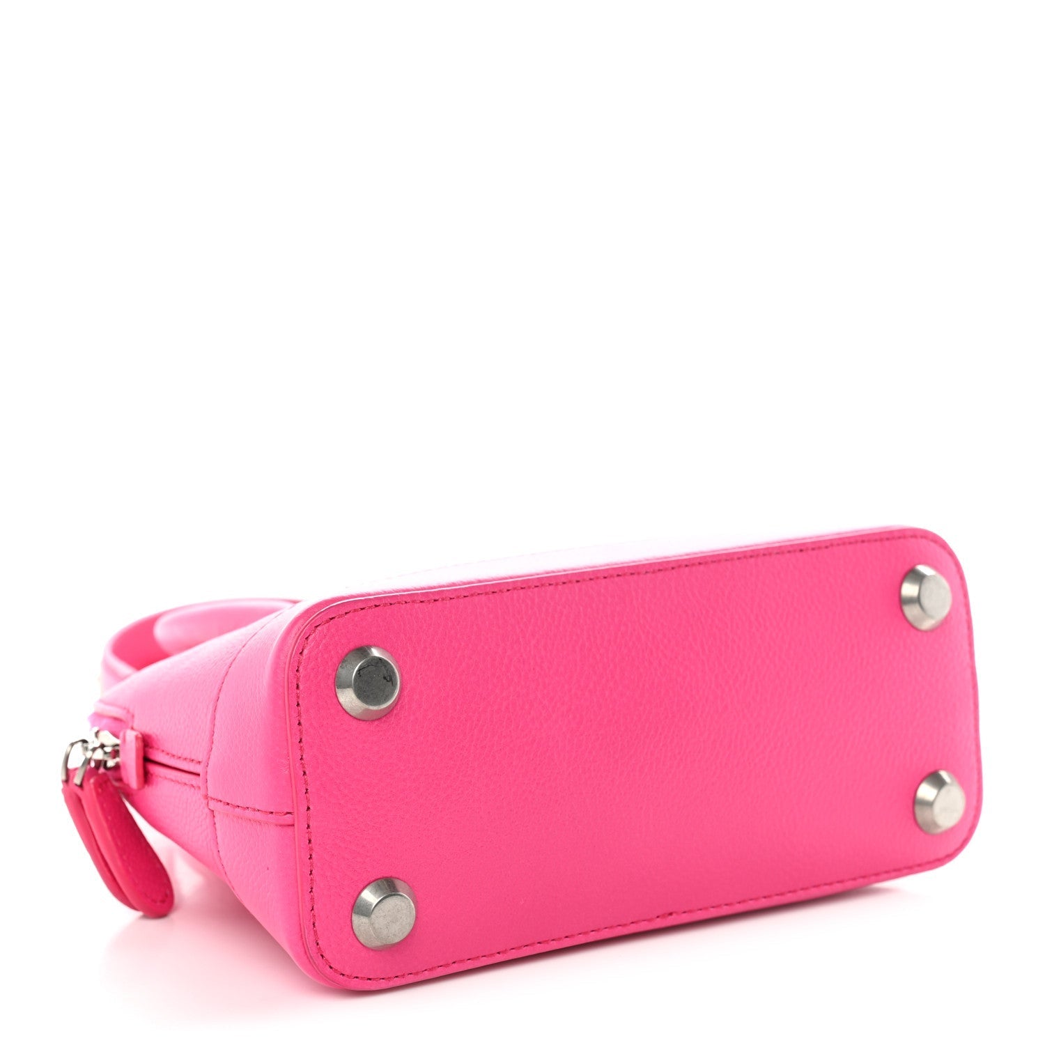 Signature Grained Calfskin Logo XXS Ville Top Handle Bag Fuchsia