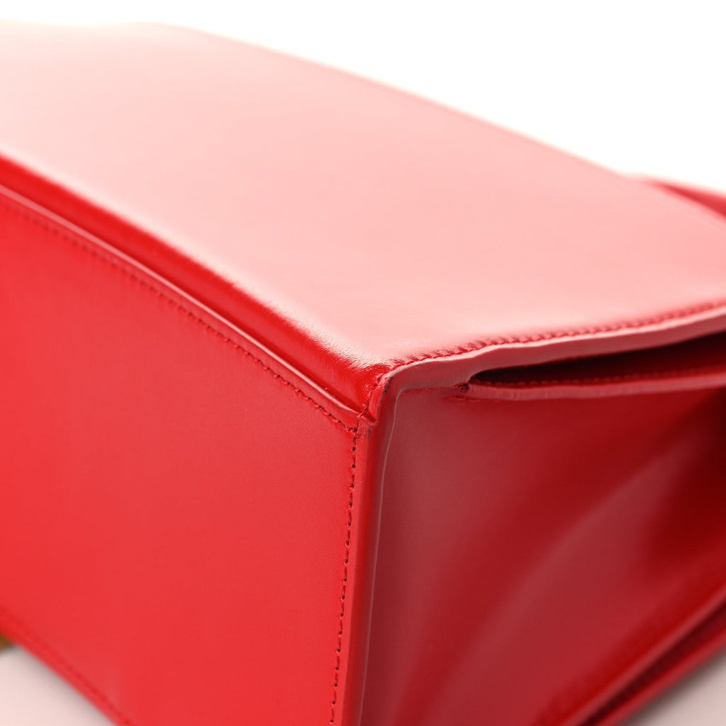 Shiny Box Calfskin Medium Hourglass Top Handle Bag Bright Red