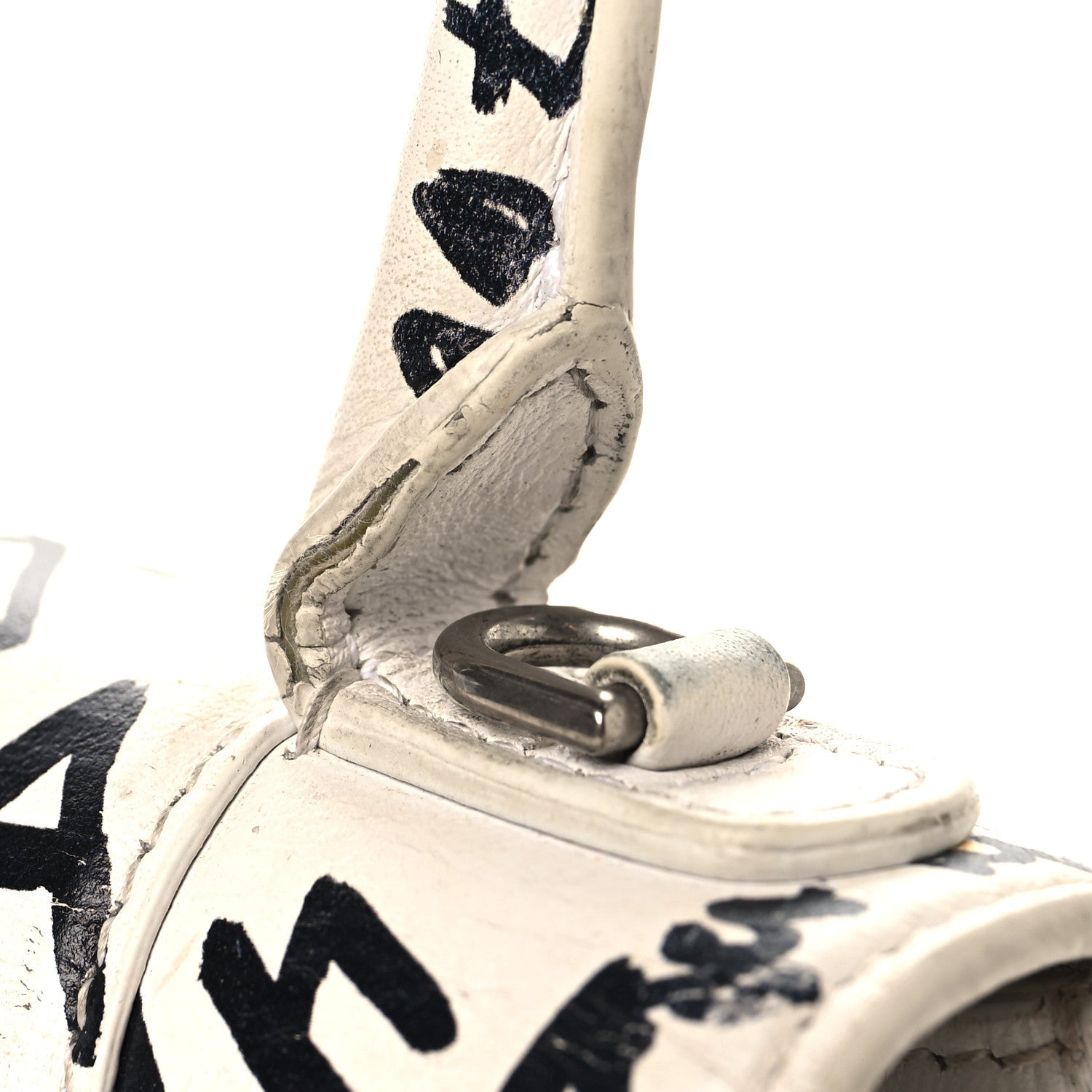 Smooth Calfskin Graffiti Hourglass Top Handle Bag XS White Black