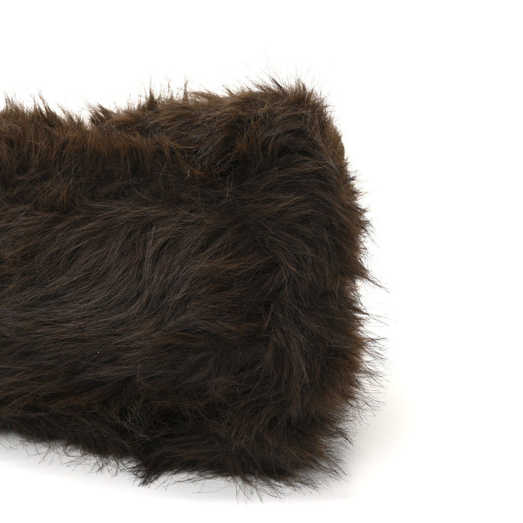 Faux Fur Medium Crush Chain Bag Brown